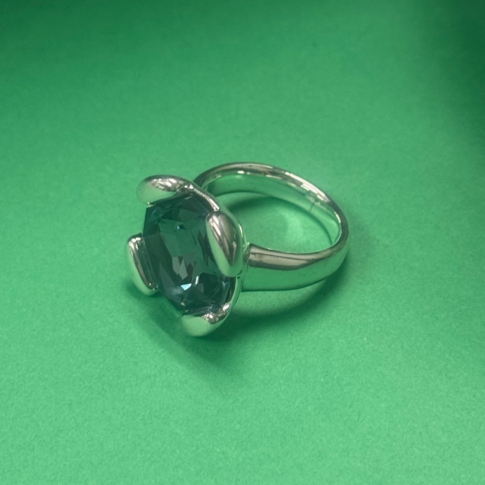 Sterling silver-plated ring with blue crystal - Picture 5 of 9